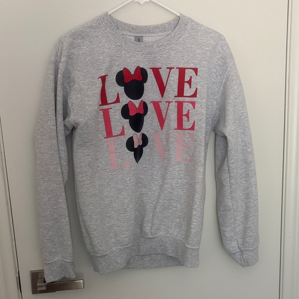 Disney Gray and Red Minnie Mouse Love Sweater